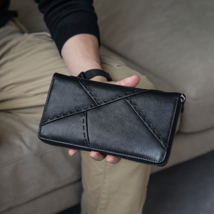 古造真皮长款 植鞣头层牛皮多卡位护照包商务大容量手拿包 钱包男士