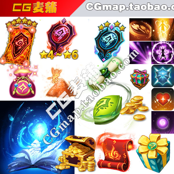 游戏UI素材日韩风 技能物品图标iocn卡牌符文2D原画参考资源,商务/设计服务,设计素材/源文件,淘宝优惠券,粉丝福利购,淘宝优惠卷