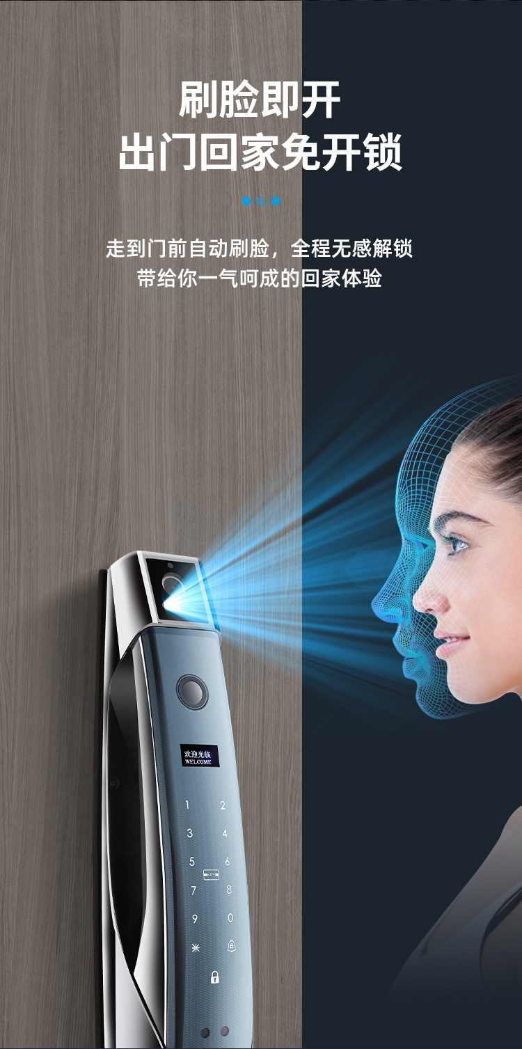 星翼智慧xs6人脸识别指纹锁全自动可视电子猫眼智能锁远程开锁