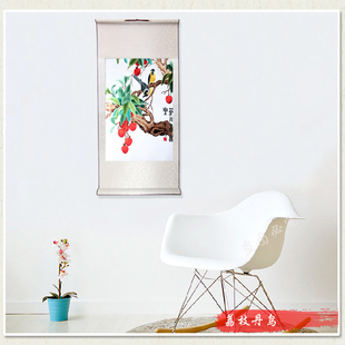 荔枝 喜鹊 岭南特色广绣 粤绣广东特色 地方民族特产 纯手工刺绣