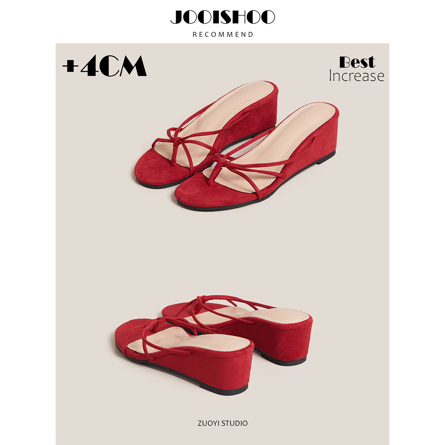 复古风细带坡跟凉鞋女夏季绑带增高圆头百搭外穿女士凉鞋