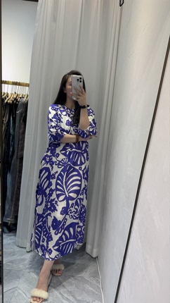 2026新款法式印花连衣裙女宽松显瘦长款连衣裙裙