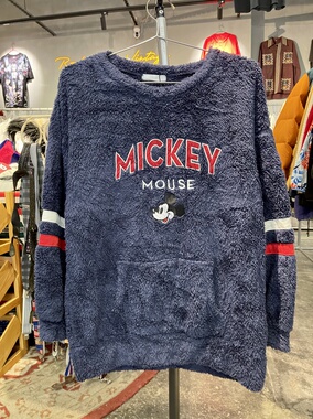 Vintage古着美式复古米奇刺绣户外超柔软抓绒上衣外套