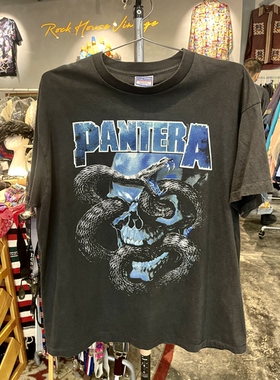 全新New Vintage风格水洗做旧PANTERA金属摇滚乐队纯棉短袖T恤