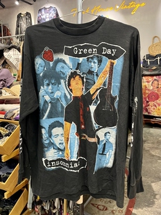 day乐队长袖 复古水洗做旧绿日green 纯棉T恤 Vintage风格 全新New