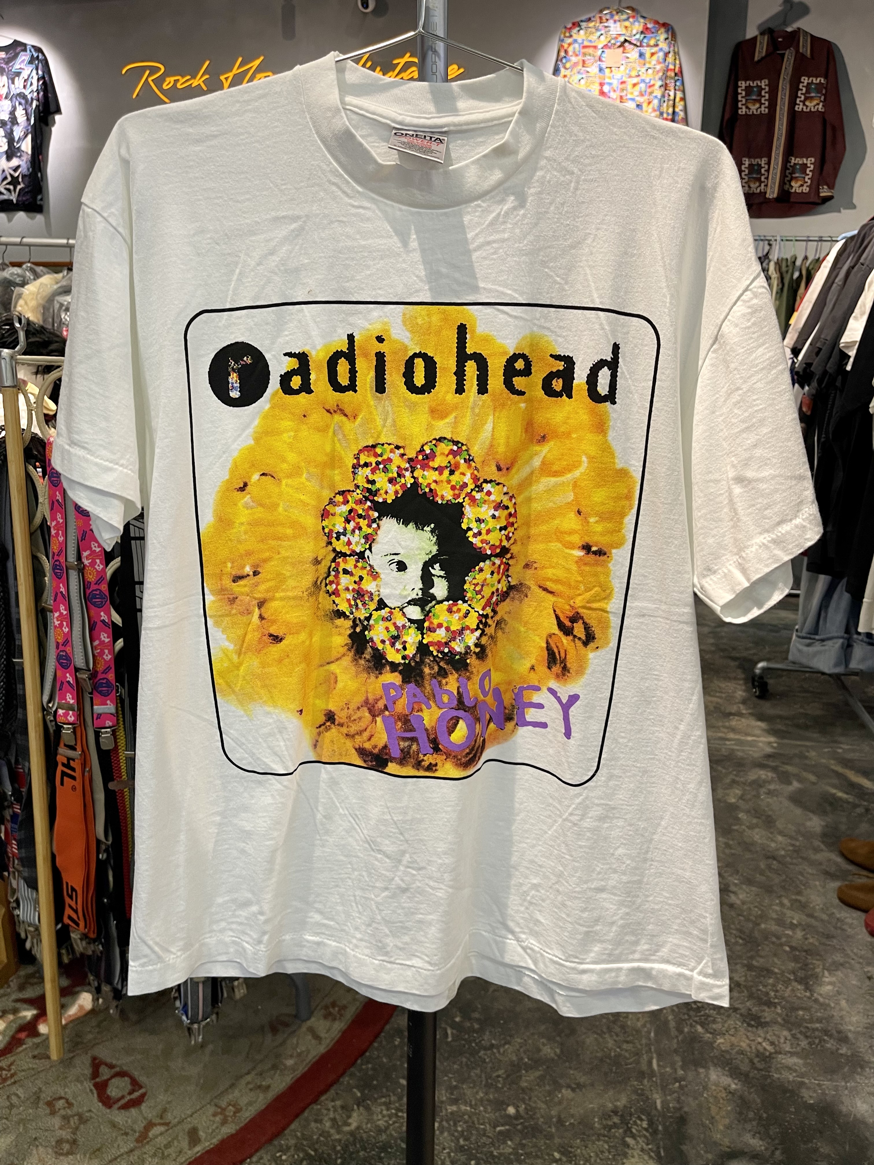 全新New Vintage风格水洗做旧电台司令RADIOHEAD摇滚乐队棉 纯T恤图片
