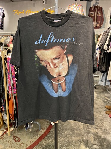 全新New Vintage风格水洗做旧deftones另类摇滚乐队纯棉短袖T恤