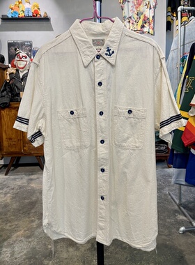 Vintage古着阿美咔叽复古海军BUZZ RICKSON短袖梭织纯棉衬衣衬衫