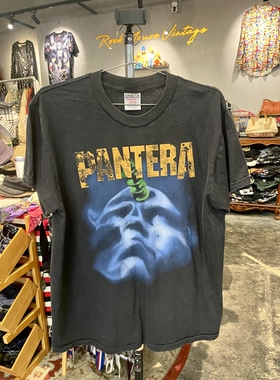 全新New Vintage风格水洗做旧PANTERA金属摇滚乐队纯棉短袖T恤