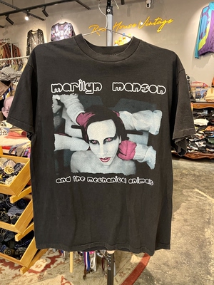 全新New Vintage风格水洗曼森哥特工业金属摇滚乐队纯棉短袖T恤