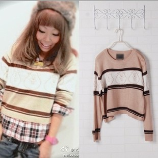 清仓2023秋冬女装新款 韩版上衣小熊宽松休闲针织衫女式套头毛衣