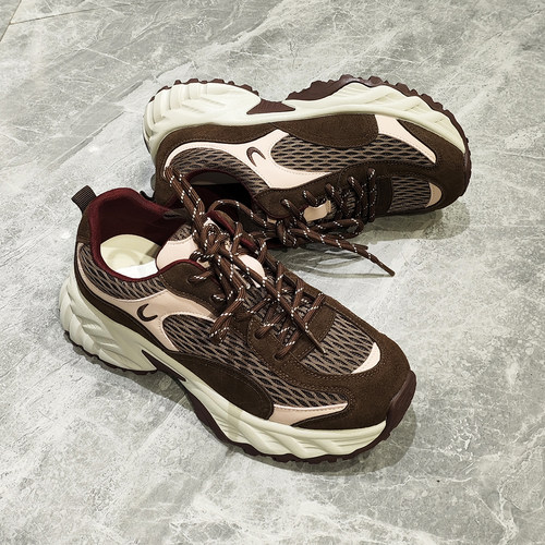 真皮厚底阿甘鞋女2026春新款舒适网面秀气显脚小老爹鞋百搭休闲鞋