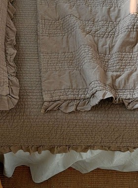 外贸 经典款韩国酵素砂洗一体染床盖四件套 多功能夹棉被套式床盖