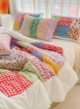 韩国纯手工拼布碎花纯棉百福被四季被春秋一体被外贸百家被四件套