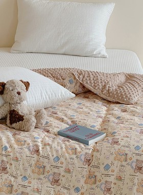 韩国ins风全棉豆豆被 卡通儿童单人纯棉豆豆被韩风豆豆春秋一体被