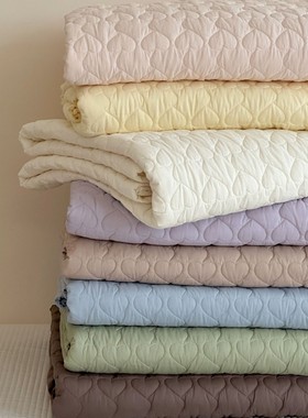 韩国ins风爱心床盖三件套 双面60支全棉水洗棉爱心小泡芙床盖