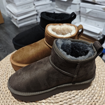 出口日本外贸潮牌秋冬厚底雪地靴加绒保暖轻便软底增高老棉鞋