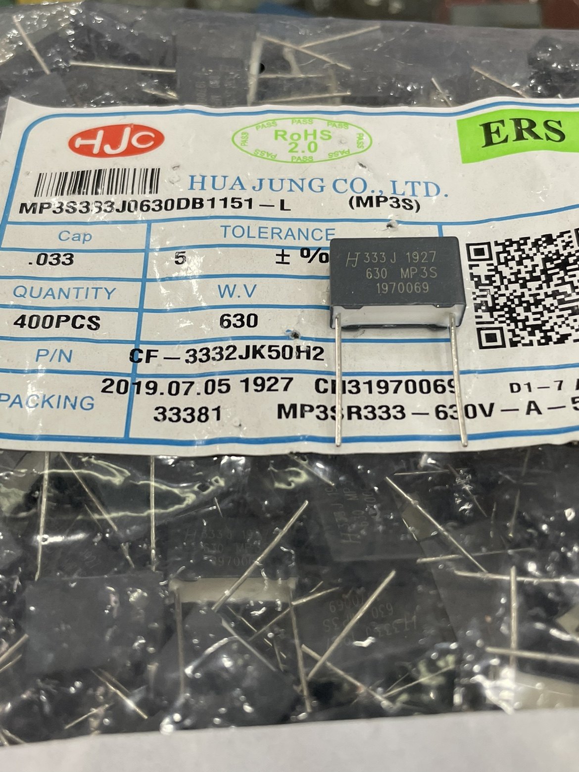 HJC华容MP3S谐振电容器333J630V