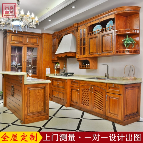 Мебель из красного дерева для всего дома, встроенные шкафы из массива дерева, новый китайский стиль, европейский стиль, интегрированная отделка домашней кухни в американском стиле