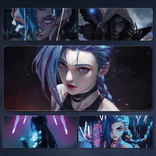 英雄联盟Jinx超大号鼠标垫暴走萝莉金克丝竞技游戏LOL键盘小锁边