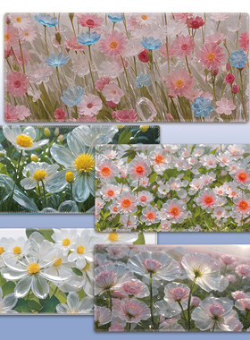 玻璃花超大鼠标垫600300女生卡通桌垫锁边加厚小号便携定制电脑垫