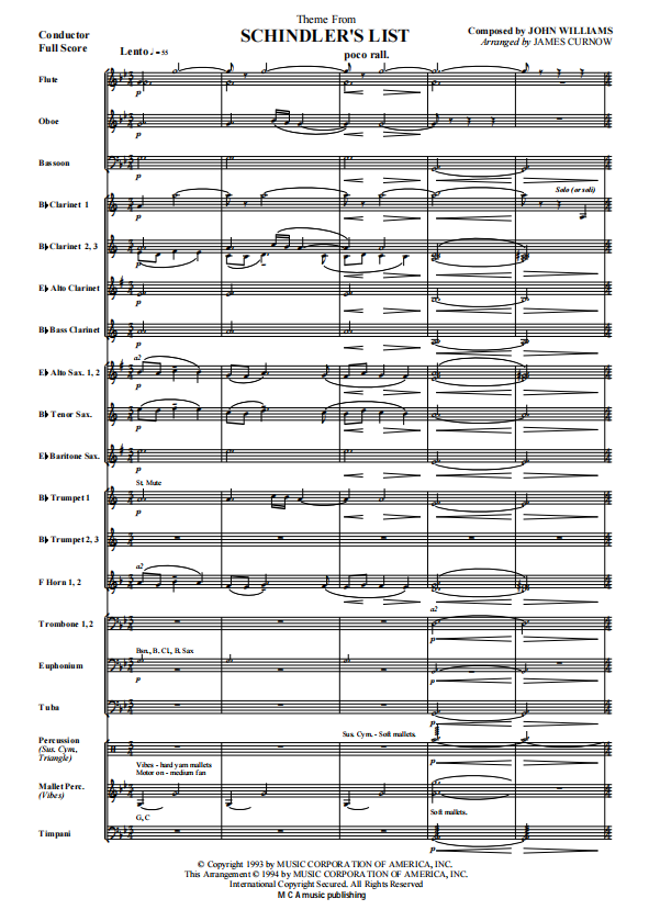 管乐总谱辛德勒的名单2.5级交响管乐团合奏总分谱 音频