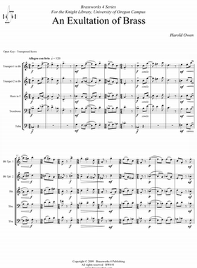 铜管五重奏Jerry Owen-An Exultation Of Brass（2017）-总分谱