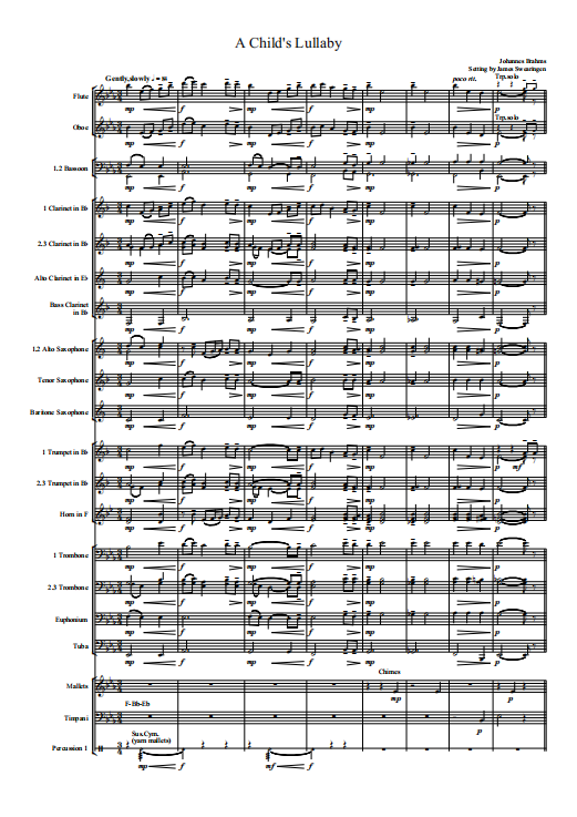 交响管乐a childs lullaby摇篮曲管乐团合奏总谱分谱