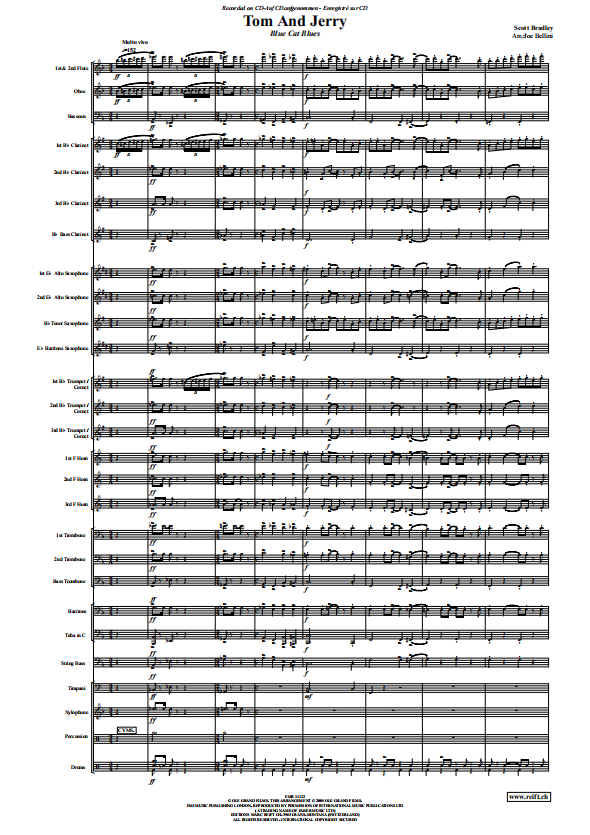 管乐总谱猫和老鼠乐团合奏总分谱