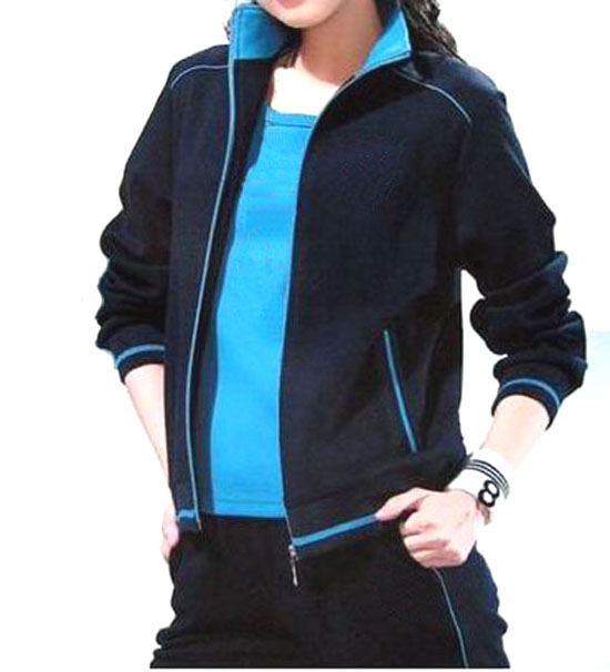 加肥加大码拉链撞色健身两件套装