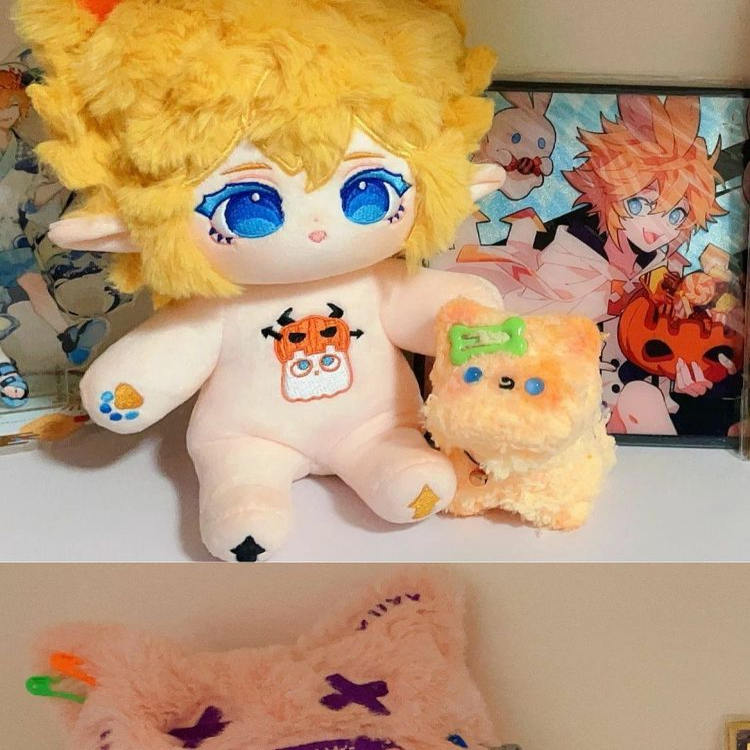 凹凹凸凸金属性小熊金金20cm二次元同人棉花娃娃周边可爱送人礼物