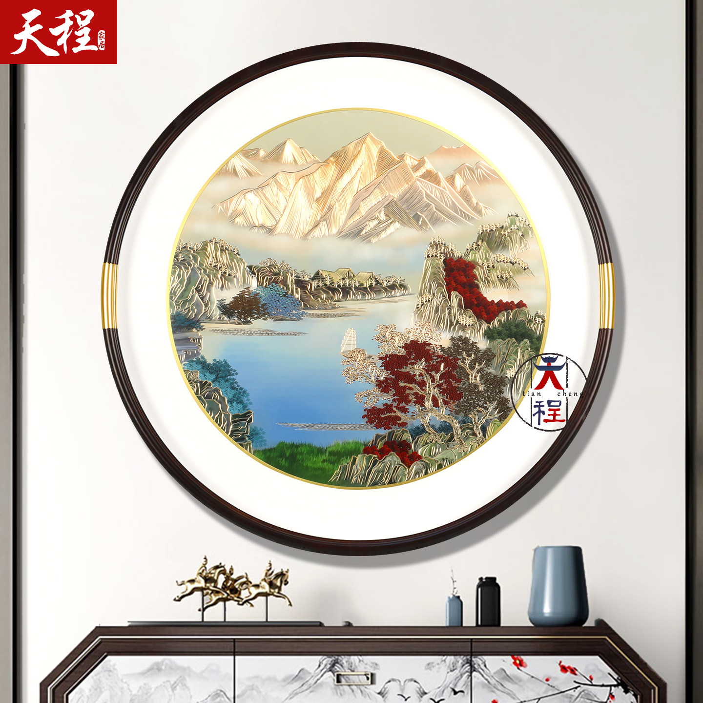 福山秀水铜雕画玄关客厅装饰画