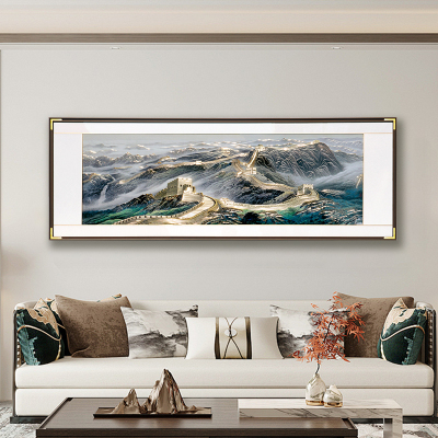 铜雕万里长城客厅沙发背景墙装饰画新中式办公室挂画靠山图高档横