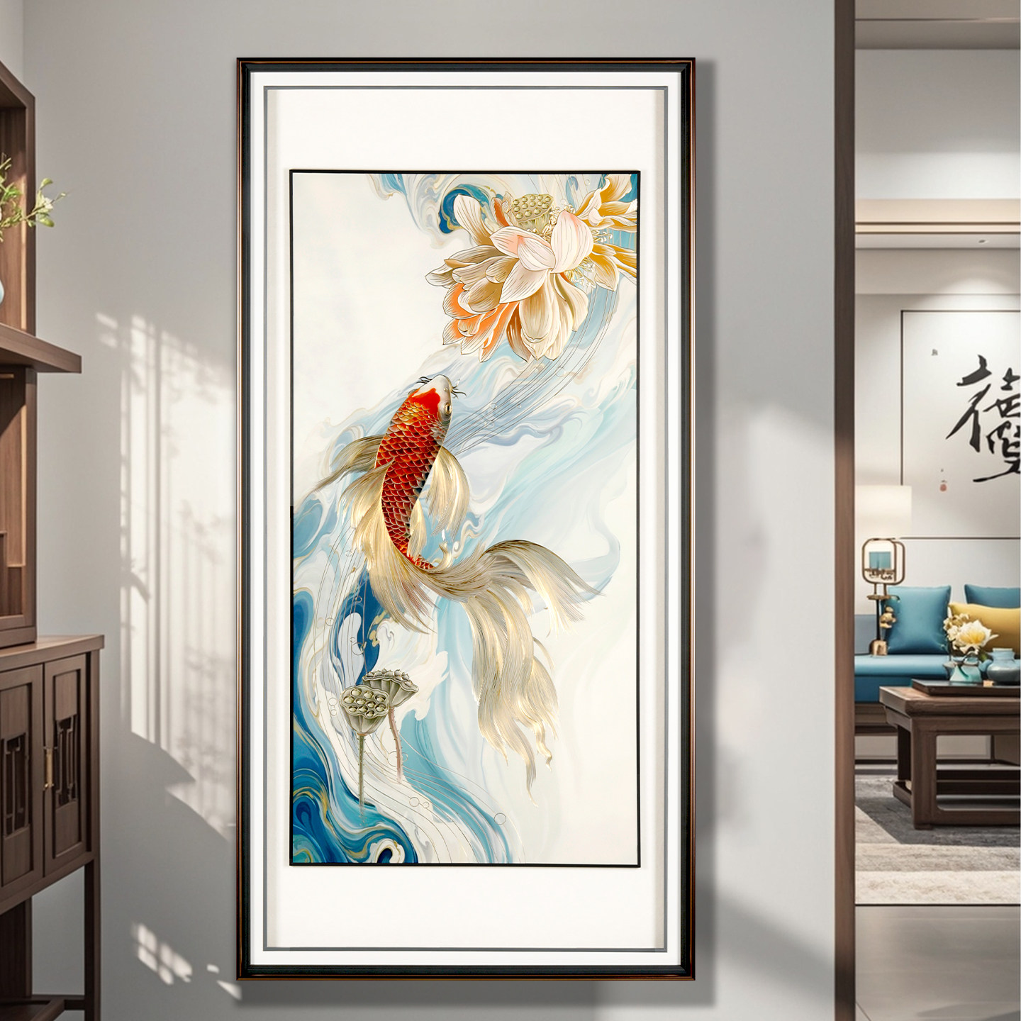 入户玄关装饰画轻奢高级感铜雕画