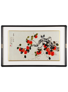 客厅背景墙新中式手工錾刻铜雕画