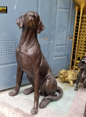 铜狗摆件黄铜牧羊犬猎犬家用办公开业礼品创意装饰工艺品定做铜器