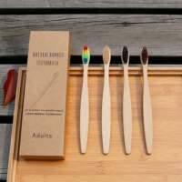 Bamboo Toothbrush, eco-friendly bamboo and wood toothbrush, soft bristle bamboo charcoal brush, 10-piece set, portable for travel thumbnail 4