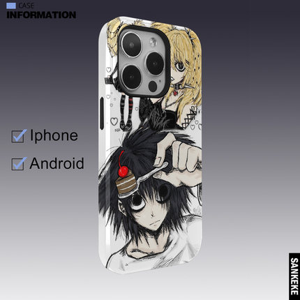 三壳壳原创Death Note动漫人物手机壳适用于苹果16promax/plus/15/14/13/12/全包菲林二合一IMD精孔亮面防摔