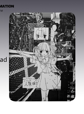 三壳壳原创系黑色街头少女三折款书本蚕丝纹平板保护套适用于苹果ipadpro/air6/5/4/3/mini6/华为matepad