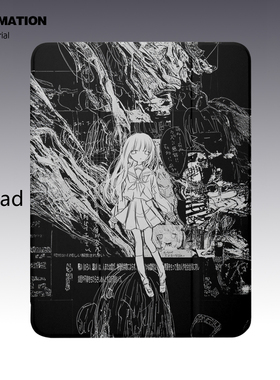 三壳壳黑色元素系二次元卡通插画平板保护套适用于苹果ipadpro/air6/5/4/3/mini6/华为/荣耀/三折/书本/