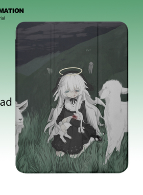 三壳壳原创暗黑洛丽塔暗夜绿色平板保护套适用于苹果ipadpro/air6/5/4/3/mini华为/荣耀/三折书本气囊款防弯