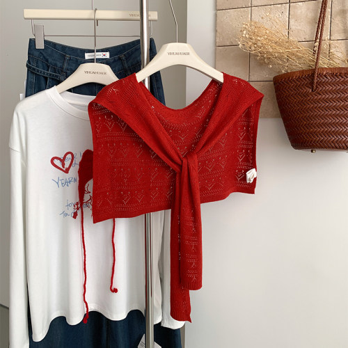 花花家韩系2026春夏新款披肩外搭女休闲百搭针织混搭装饰坎肩围脖