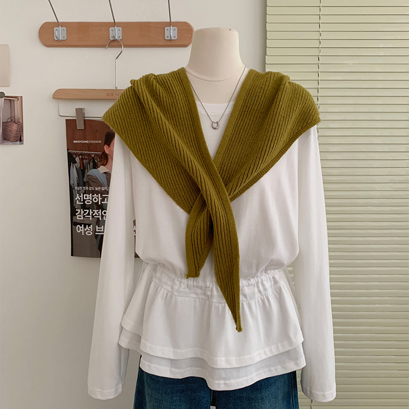 花花家韩系2025秋冬新款花边长袖T恤女收腰显瘦百搭打底衫上衣女