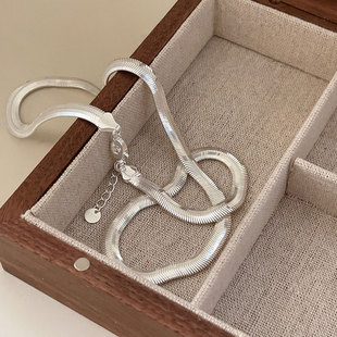 蛇骨项链女韩国高定新款 持恒S925纯银超重工宽版 气质百搭锁骨链