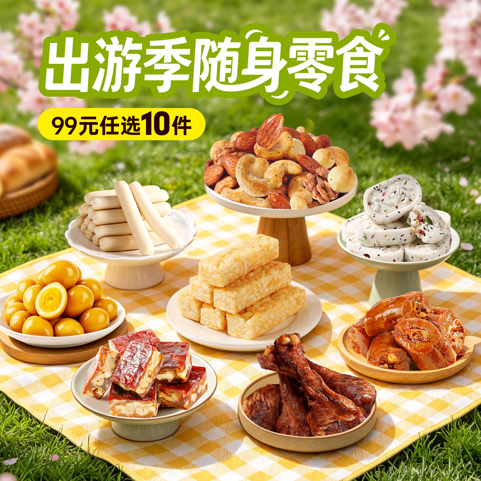 【99元任选10件】百草味肉干果干面包糕点组合休闲零食小吃食品