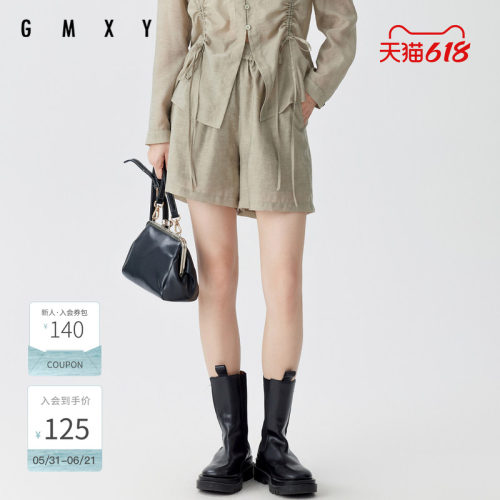 古木夕羊通勤宽松轻薄短裤女纯棉百搭显瘦减龄休闲裤GS41014016