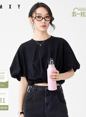 古木夕羊夏季新品圆领短袖结构T恤女GS430091001