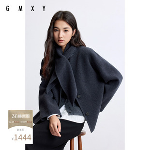 古木夕羊保暖绵羊毛圆领围巾呢外套女气质保暖羊绒上衣GR57072020