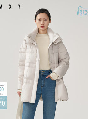 古木夕羊冬季时尚洋气立领连帽90鸭绒羽绒服女保暖减龄外套