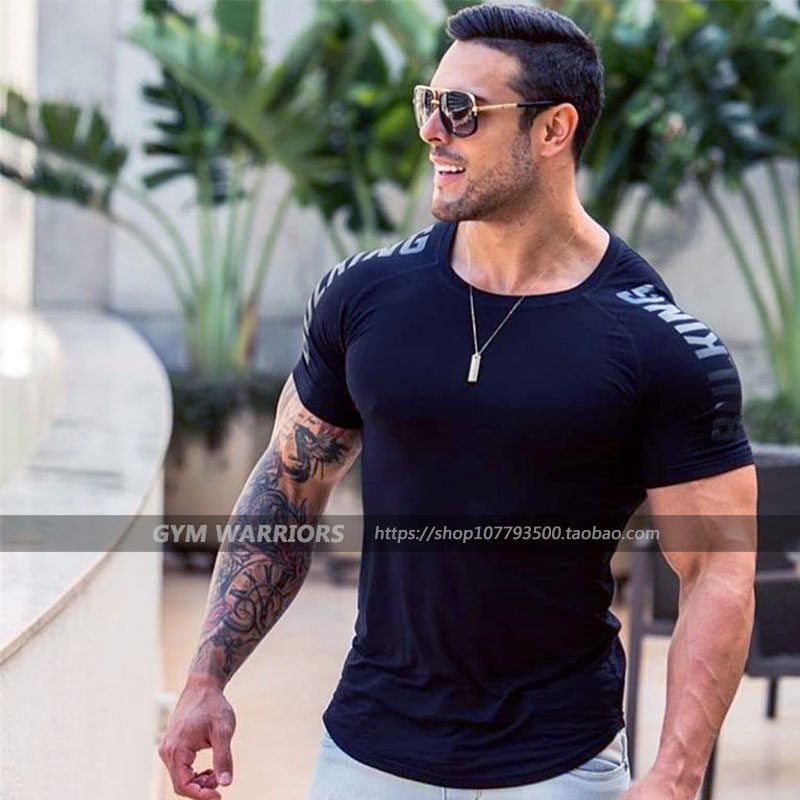 健身衣男速干运动潮T恤弹力透气吸湿排汗欧美跑步肌肉训练紧身衣